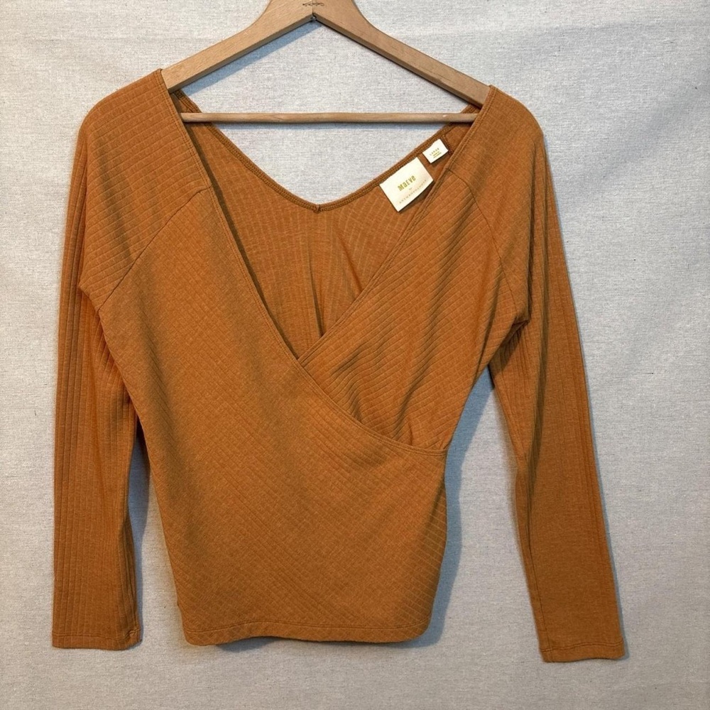Mossimo Supply Co. Women's Rust Orange Wrap-Front Long Sleeve Top